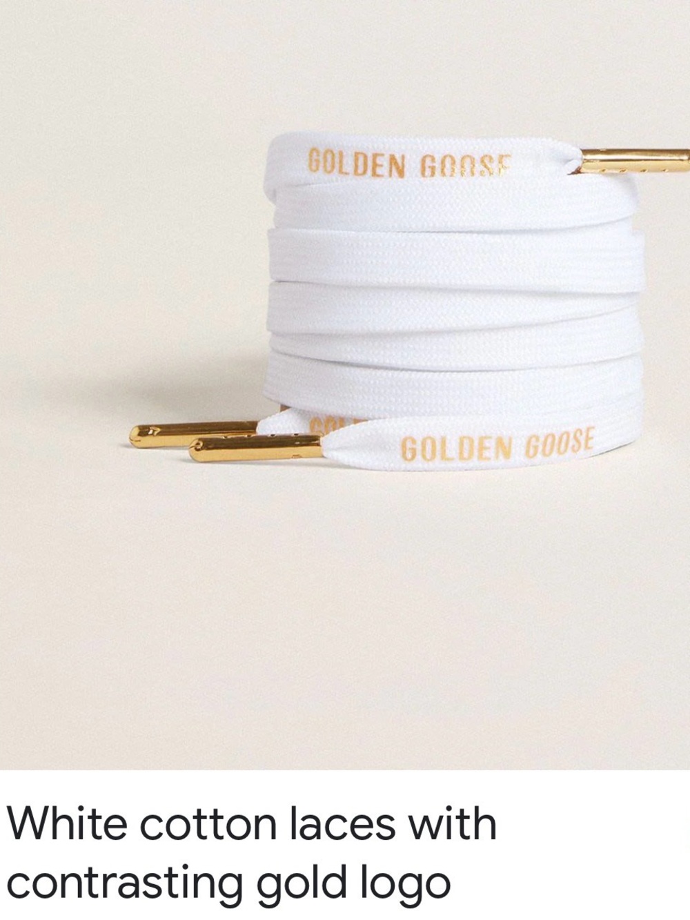 Golden Goose White Cotton Shoelaces with Gold Aglets